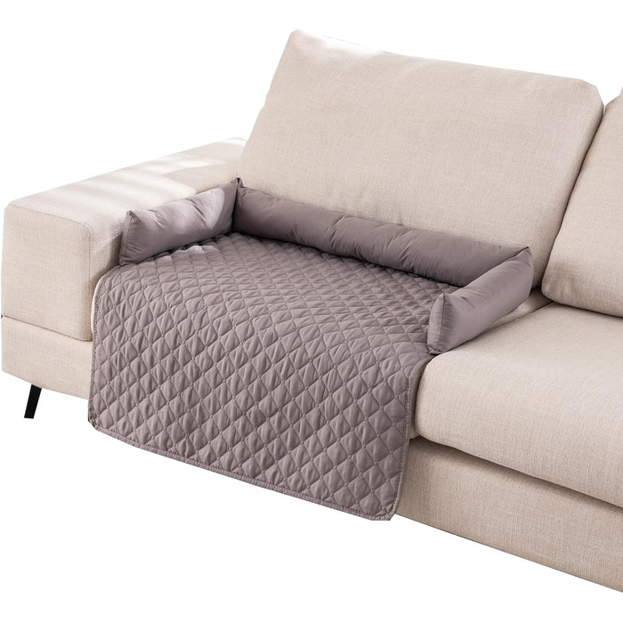 М'яке зручне ліжко-софа для котів та собак, водонепроникний чохол для ліжка, пральна собача підстилка, нековзне заспокійливе ліжко, зручні собачі килимки (90 x 90 см, світло-сірий) 90x90см світло-сірий