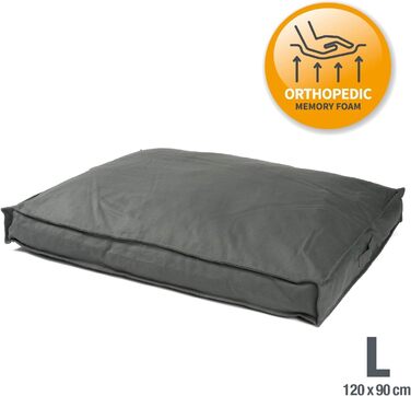 Преміум подушка для собак JAMAXX - ортопедична, з пінополіуретановими гранулами, знімний водонепроникний чохол, сірий колір. Розміри: S (65x50 см), L (90x70x15 см)