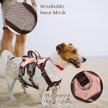 Нашийник для собак з двома ручками та кліпсами для повідків, анти-тяга, для собак середніх та маленьких порід, цуценят (чорний, рожевий)