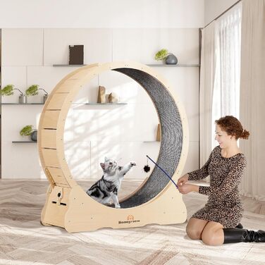 Ляльковий біговий диск для котів Homegroove, 113 см, XL, натуральне дерево, для зниження ваги та здоров'я