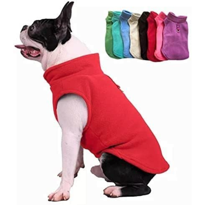 Жилет для собак Jacko & Co з кільцем для повідка – теплий, м'який, дихаючий для цуценят, маленьких та середніх собак, кошенят та котів, чихуахуа, осінь/зима, червоний, розмір M (2,7-4,5 кг)