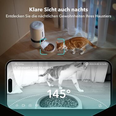 Автоматична годівниця для котів PETLIBRO з камерою 1080P, нічним баченням, Wi-Fi 5G, двостороннім аудіо, оповіщенням про низький рівень корму, детекцією руху та звуку для котів і собак