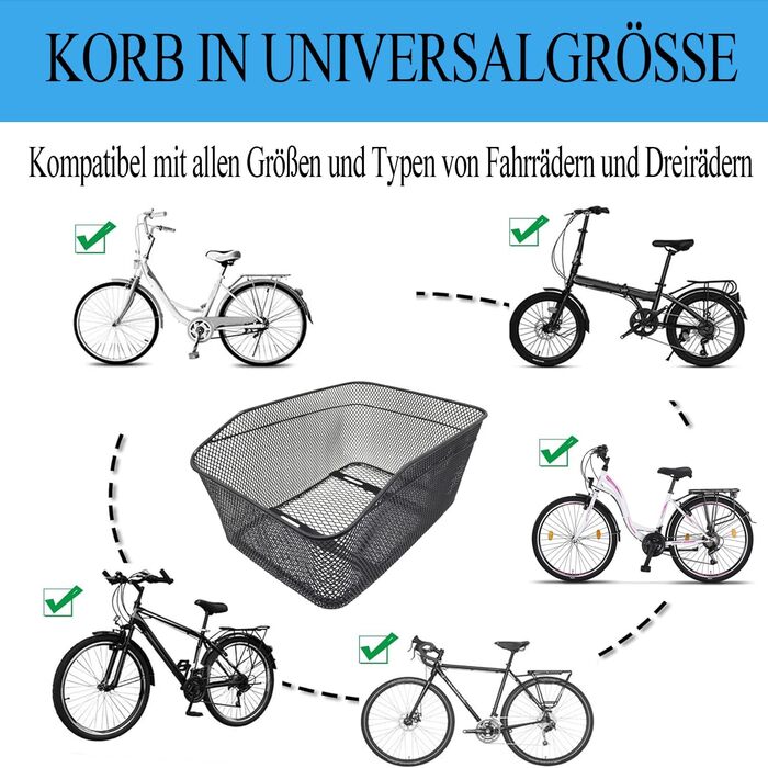 Металевий задній кошик для велосипеда, великий, стабільний, з аксесуарами для монтажу. Підходить для собак, покупок, пікніків, шкільних рюкзаків. Модель L2