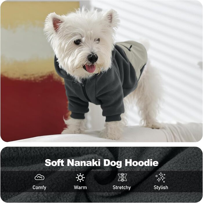 Світшот для великих собак Nanaki з капюшоном та кишенею, тепла флісова куртка для хлопчиків та дівчаток, підходить для Бульдога, зимовий одяг для собак, для дому та на вулицю (Сірий, X-Large)
