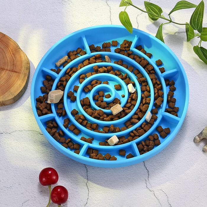 Антигликальний насадка для миски для собак, силіконова повільна годівниця, антигликальна миска для собак та котів (Large, Blue)