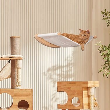 Ліжко для кота на стіну, гамак для кота на стіну, стійке ліжко-гамак для кота до 12 кг, ідеальне для лазіння та відпочинку (Бежевий)