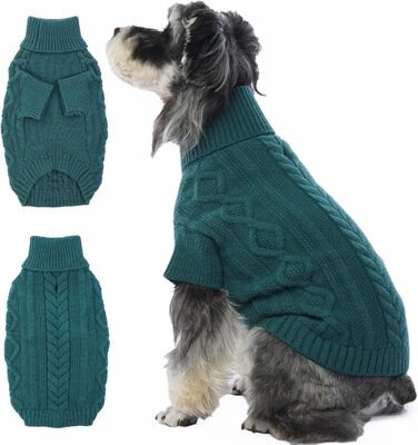 Лелепет Зимовий Пуловер для Собаки, В'язаний Теплий Пуловер з Кольору, Святковий Пуловер для Холодної Погоди, М'який В'язаний Пуловер для Собаки, М (Medium, Плюмажний Зелений)