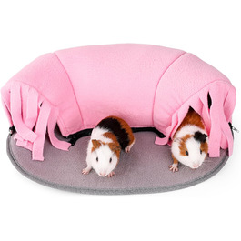 Туннель для морських свинок ONEJU, 2-сторонній, для гри, миючий, з блискавкою, рожевий та сірий