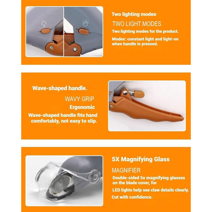 Професійний триммер для кігтів Pawthentic Krallenschneider з LED-підсвічуванням та лупою (2 шт.)