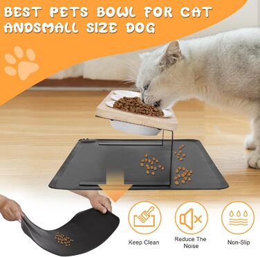 Набір мисок для котів BBWELL Ceramic: 3 шт. з кераміки, похил 15°, антиковзний бамбук, для котів та маленьких собак