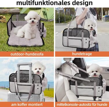 Транспортна сумка для собак та котів: для ветеринара, авто, літака. З подушкою та сталевим каркасом, до 6 кг (сіра)