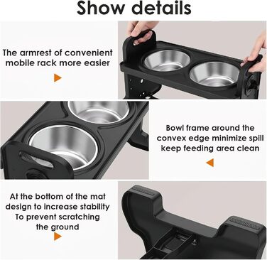 Підвищена годівниця для собак Felenny, регульована висота, 4 рівні, без розливання, повільний диспенсер води для собак та котів