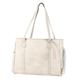 Сумка-переноска для собак та котів Monanller, шкіряна, для маленьких собак, кошенят, цуценят, схвалена авіаперевозниками, бежева