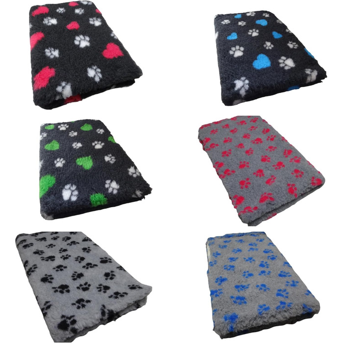 Килимок для собак Vet-Bed Softbed Dry-Bed: м'який, нековзний, 22 мм ворс (1м x 1,60м, світло-сірий + рожеві лапки)