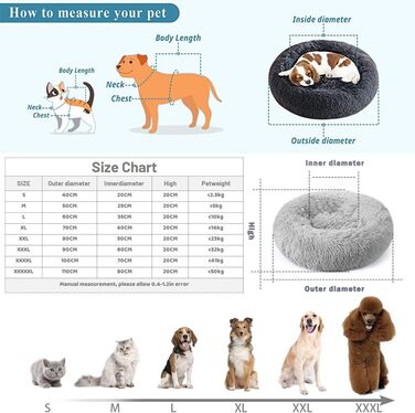 М'яке кругле ліжко для собак та котів Lukery з плюшу, зручне донат-кільце, м'яке ліжко для собак та котів, підходить для маленьких, середніх та великих тварин (70см, золотисто-жовтий)