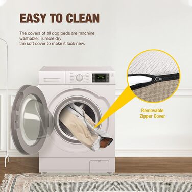 Крісло-ліжко для собак великих порід, бежеве: м'який матеріал, знімний та водонепроникний чохол, двошаровий наповнювач (Gel Memory Foam + губка), антиковзаюча підставка, розмір Jumbo (47x29x3.54 см)