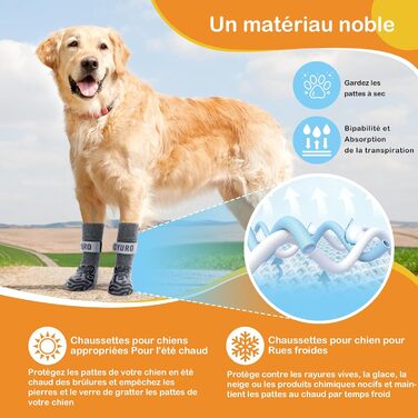 Шкарпетки для собак з неслизькою підошвою та регульованим кріпленням (Сірий, L)