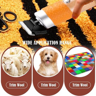 Електричний тепихарський ножик з регулюванням глибини зрізу, машинка для стрижки собак, 6 швидкостей, для тварин та килимів (Помаранчевий)
