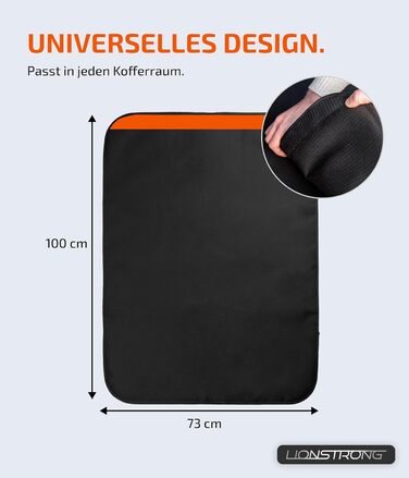 Захист для вантажного відсіку LIONSTRONG® – універсальний килимок для багажника авто [з підкладкою & водонепроникний] – для собак, SUV, легкових авто – захист від подряпин та ковзання (100x73 см)