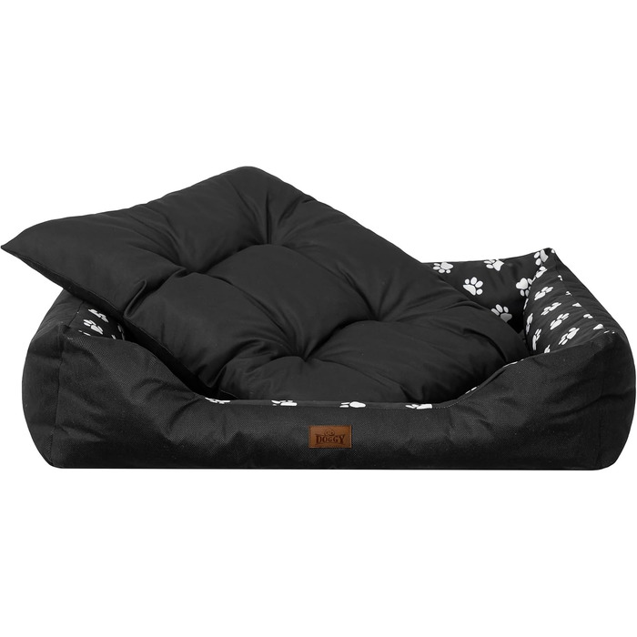 Ліжко для собак DOGGY, подушка для міні-собаки, чорне, 67x54 см, легке очищення, високі борти