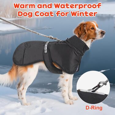 Водонепроникний зимовий одяг для собак - теплий зимовий халат для собак з D-рингом (зелений, чорний, XL)