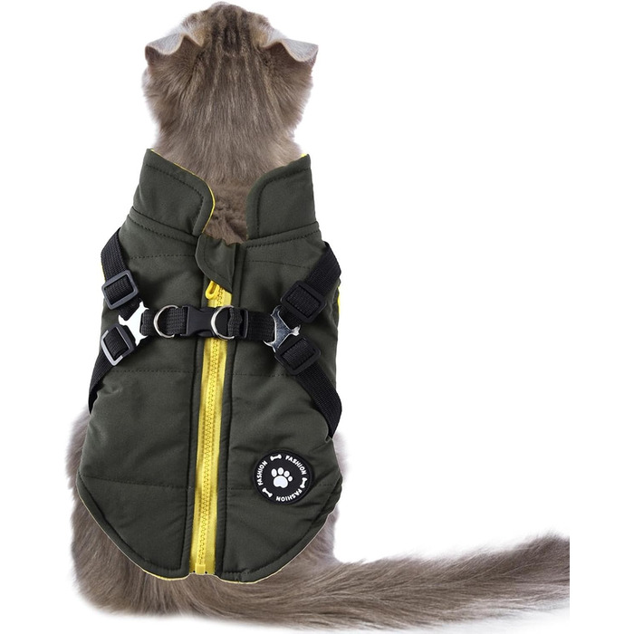 Водонепроникна куртка для собак з повідком та D-подібними кільцями - тепла сорочка для собак, маленька одяг для собак (зелена, XS)