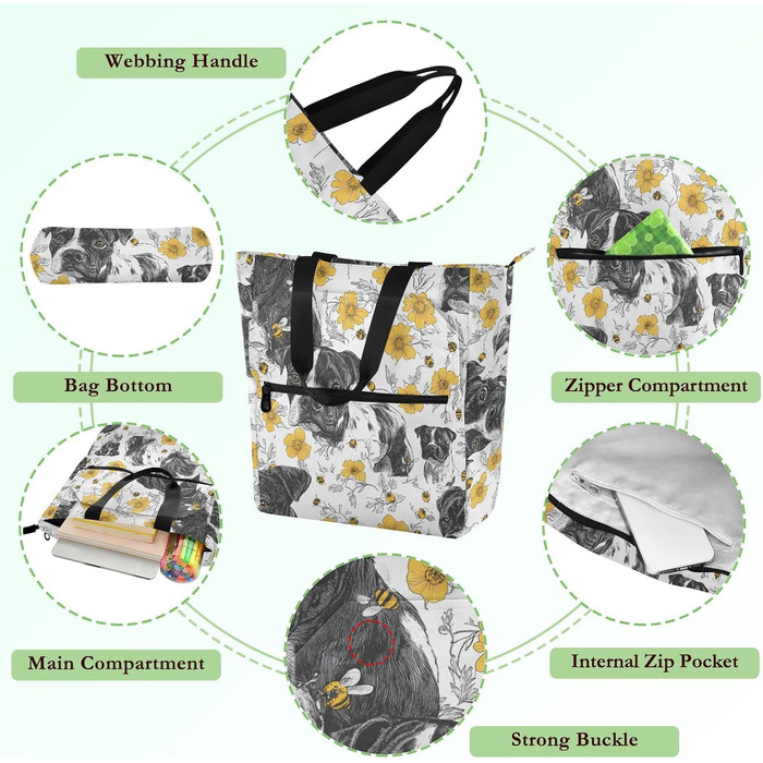 Дитяча сумка-переноска для собак Стаффордширського бультер'єра, легка, багаторазова, з блискавкою, для коледжу, шопінгу, пляжу, кольори веселки