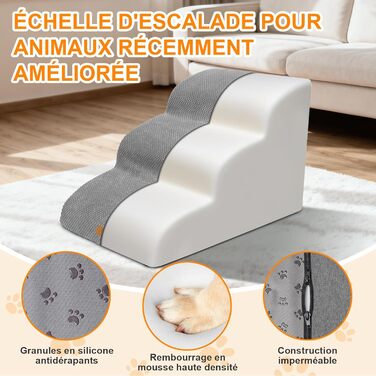 Сходинки для собак Masthome: 3 ступені, 40 см, для маленьких собак та котів, сірі, з губки