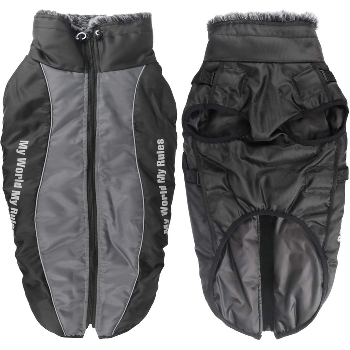 Теплий зимовий одяг для собак Idepet: водонепроникна куртка з світловідбиваючими елементами для собак середніх розмірів (6XL, сірий)