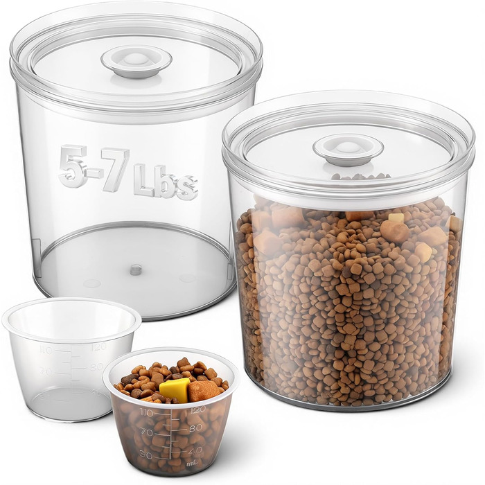 Контейнери для котячого корму LemonRoad 2 шт., 6.34 л/6 л, герметичні, з мірним стаканчиком