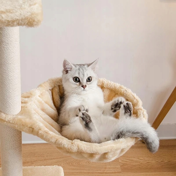 Багатоярусний високий когтеточка-комплекс для котів WERDANO PETS, 138 см, бежевий