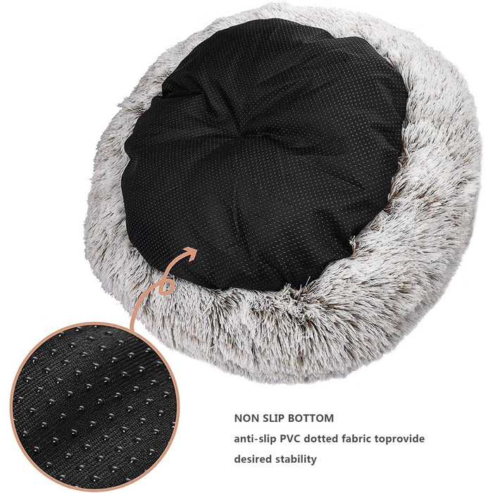 Кругле ліжко для собак та котів WSGJHB Deluxe, 80 см, бежеве, самонагріваюче, м'яке та дихаюче