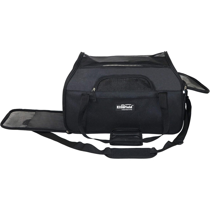 Елітна переноска для тварин EliteField, XL, для собак, котів, цуценят, чорна, схвалена авіакомпаніями, м'які боки, розмір 53.3 x 30.5 x 33 см