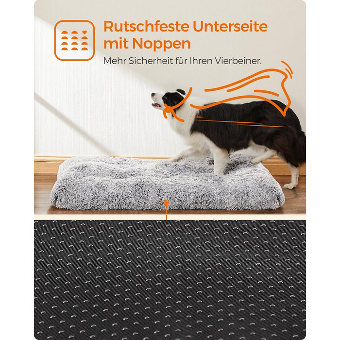 Ліжко для собак Feandrea, м'яка подушка, плюшевий килимок, 122 x 74 см, м'яка підкладка, можна прати, багатофункціональне, PGW204K01 (L 105 x B 68 x H 10 см, Омбре-сірий)