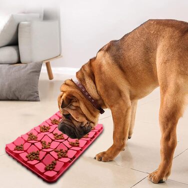 Килимок-лизалка для собак Katzenschlamm з присосками, лінза, зменшує нудьгу, для ласощів та корму, фіолетовий (червоний)