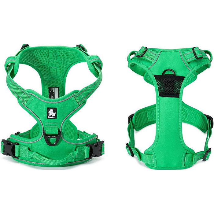 Шлейка для собак Trueove TH5651, запобігає тягнучці, світловідбиваючі шви, для активного відпочинку (XS, трав'яно-зелений)