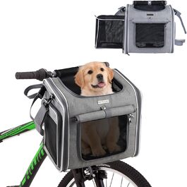 Корзина для собак на велосипед, знімний розширюваний велосипедний кошик для тварин з 4 сітчастими віконцями, корзина для велосипеда з регульованим плечовим ременем для котів та маленьких собак (підходить для ваги до...)