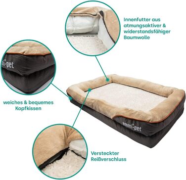 Ортопедичне ліжко для собак Emmi-pet, велике, 120x85x25 см, м'яке та зручне, нековзне, дихаюче, пране, адаптується до форми тіла
