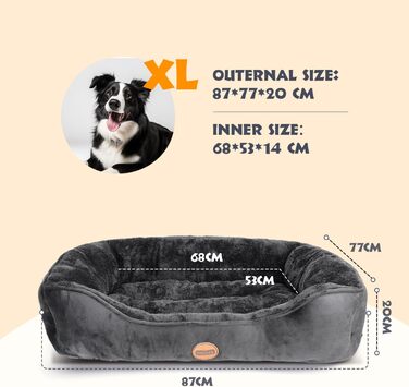 Nobleza лежанка для собак середнього розміру, корзина для собак, неслизька, супер м'яка, для собак і котів, 77x67cm, чорна