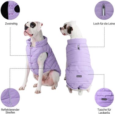 Зимова куртка для собак Spark Paws Warmshield™ XXL, флісова, водовідштовхувальна, вітрозахисна, з відбивачами, для середніх і великих порід, парка для захисту від холоду, лілова