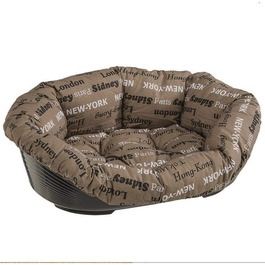 Квіткова лежанка для собак та котів Ferplast SOFA' 6 з м'яким подушком, коричнева, 73 x 55 x 27 см