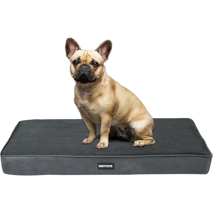 Ортопедичне ліжко для собак, 8 см товщина, подушка для маленьких собак, знімний та пральний килимок, неслизьке дно, водонепроникна підкладка, 76 см, темно-сірий L 76 x 51 x 8 см, темно-сірий