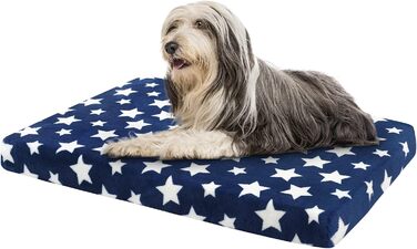 Лежанка для собак EMPSIGN, м'яка подушка для песиків, підходить для клітки, водовідштовхувальна, знімний та пральний чохол, розмір XL (107x71x6.6 см), колір блакитний