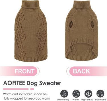 Пуловер для собак AOFITEE, коричневий