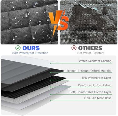 Авточохол на сидіння для собак, задній ряд, 60/40, XL, 155 см, чорний