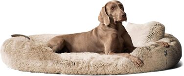 Ортопедичне ліжко для собак Tierlando® Pamela з м'якого штучного хутра Shaggy, знімним матрацом та пральним покриттям, надзвичайно м'яке, розмір 175x115 см, колір: бежевий