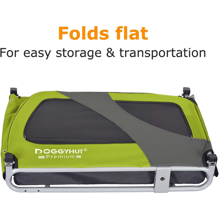DOGGYHUT® Преміум велосипедний причіп для собак середнього розміру (до 23 кг), складаний, зелений
