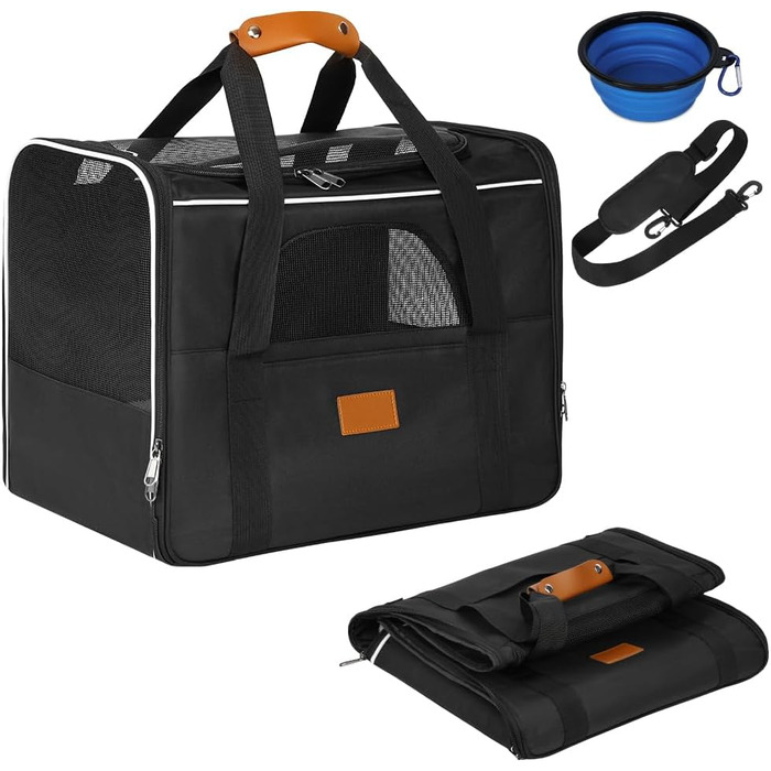 Транспортна сумка для котів Alaoo, переноска для котів та собак, чорна, до 7 кг