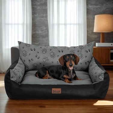 Крісло-ліжко для собак великих, середніх та маленьких порід - зручне собаче ліжко 82x63 см, колір графіт з лапами