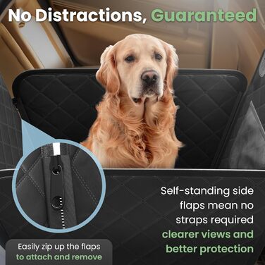 Захисний чохол на сидіння автомобіля для собак, 63.8 x 52.7 см, з ременями безпеки та мискою